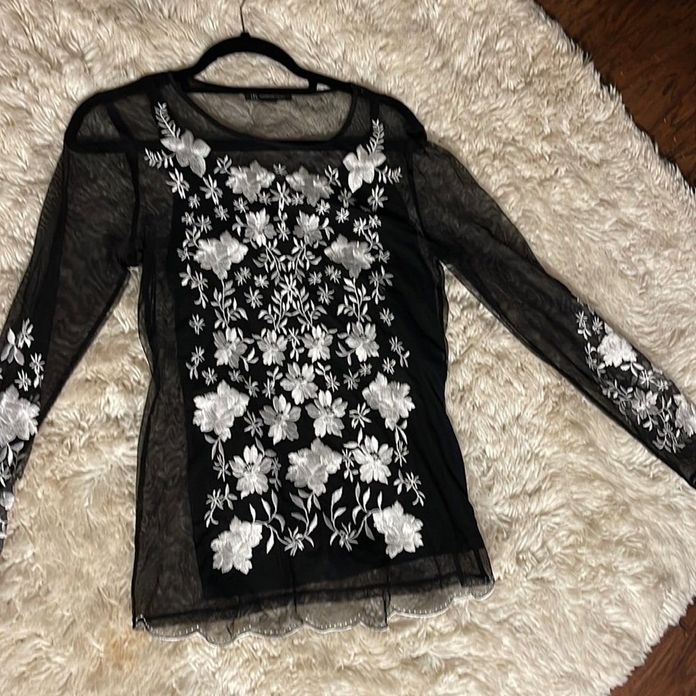 INC sheer blouse with camisole, small